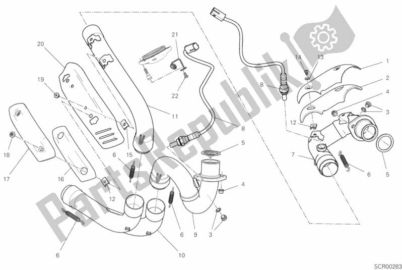 Todas as partes de Conjunto Do Tubo De Escape do Ducati Scrambler Icon USA 803 2019